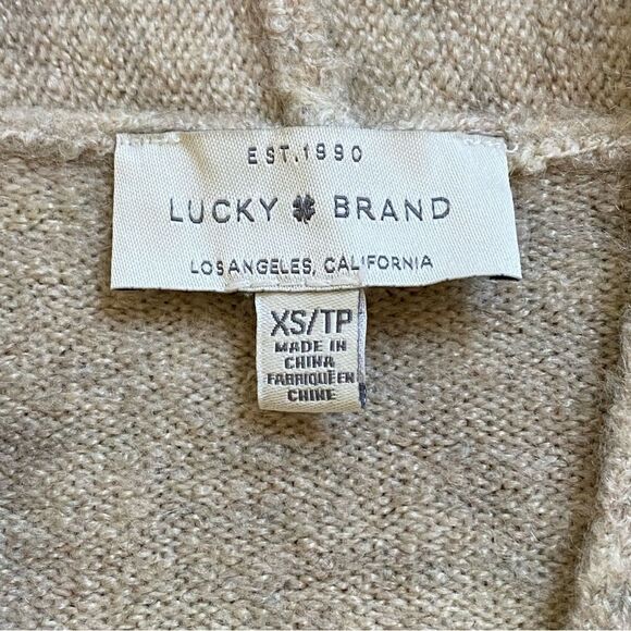 Lucky Brand Surplice Sweater Oatmeal XS Cross Front Neutral Minimalist - Picture 2 of 7